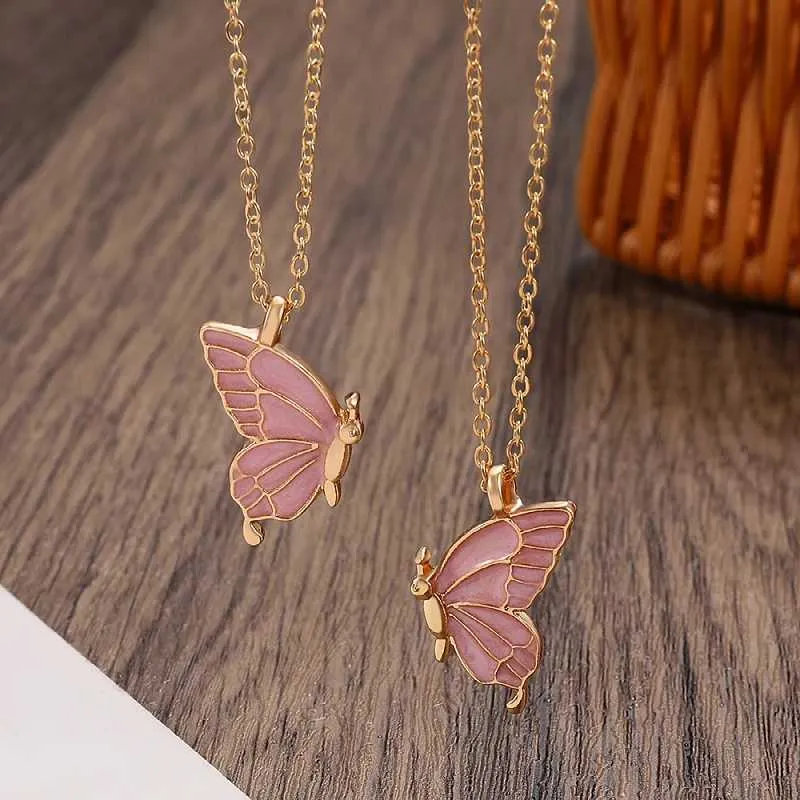 Butterfly Pendant Necklace For Couples Two-piece Jewelry Set_voghion.com