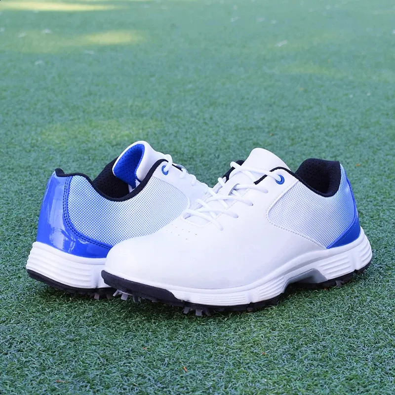 Professionelle wasserdichte Spikes Sneakers Schwarz Weiß Herren Trainer Große Größe Golfschuhe für Männer_voghion.com