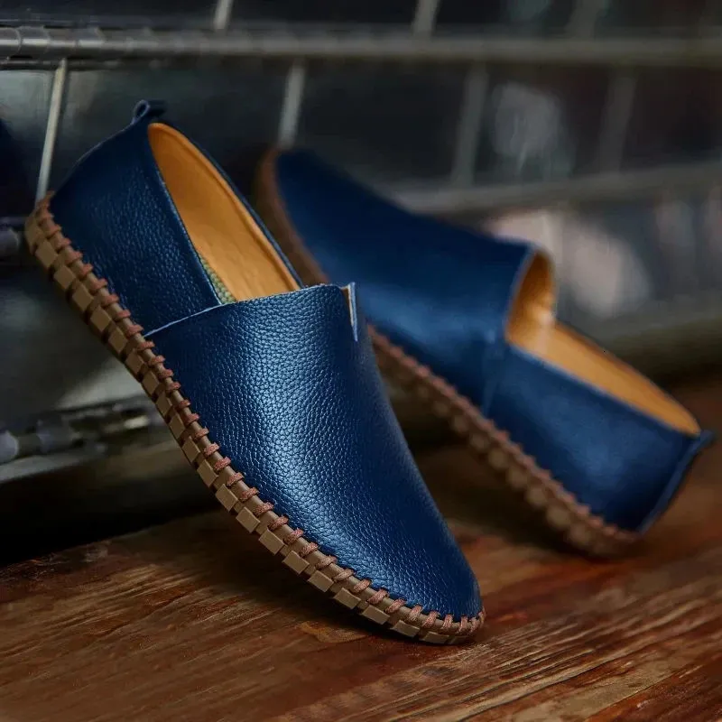Grande taille 48 49 en cuir véritable plat hommes blanc doux espadrilles décontractées mâle confortable marche conduite chaussures mocassins mocassins_voghion.com