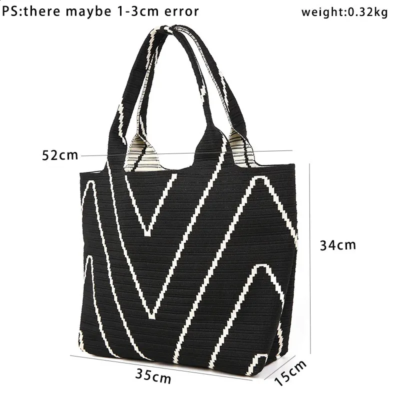 MABULA Firkantet stripete stor kapasitet tote-veske enkel uformell skulderveske til kvinner mote vintage telefonveske_voghion.com