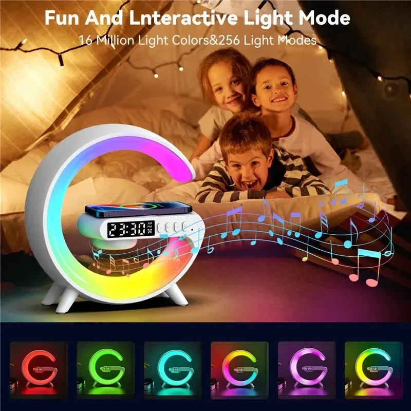 Mini Multifunction Wireless Charger Pad Stand Speaker TF RGB Night Light Fast Charging Station For IPhone Samsung Xiaomi_voghion.com