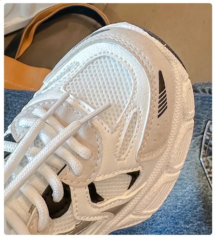 Scarpe sportive casual traspiranti per bambini, corte, paffute, bianche, a righe, con lacci, per tennis da bambini, primavera, 6-14 anni_voghion.com