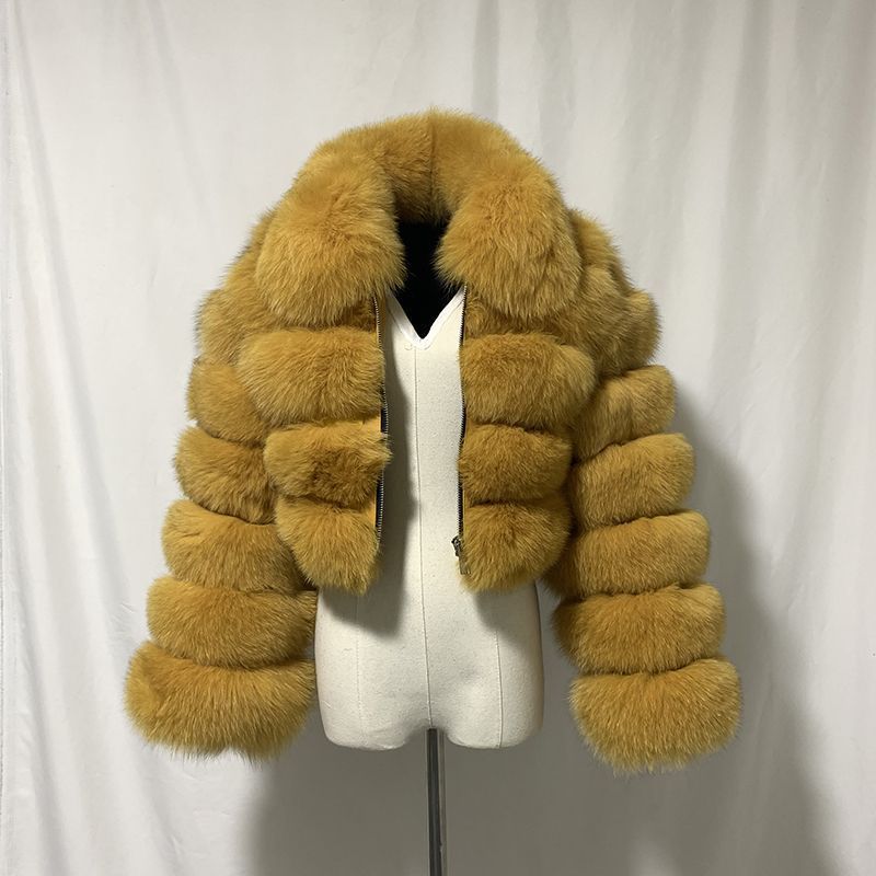 Vêtements pour femmes manches courtes en fourrure pour femmes automne et hiver hauts chauds manteau en peluche tendance_voghion.com