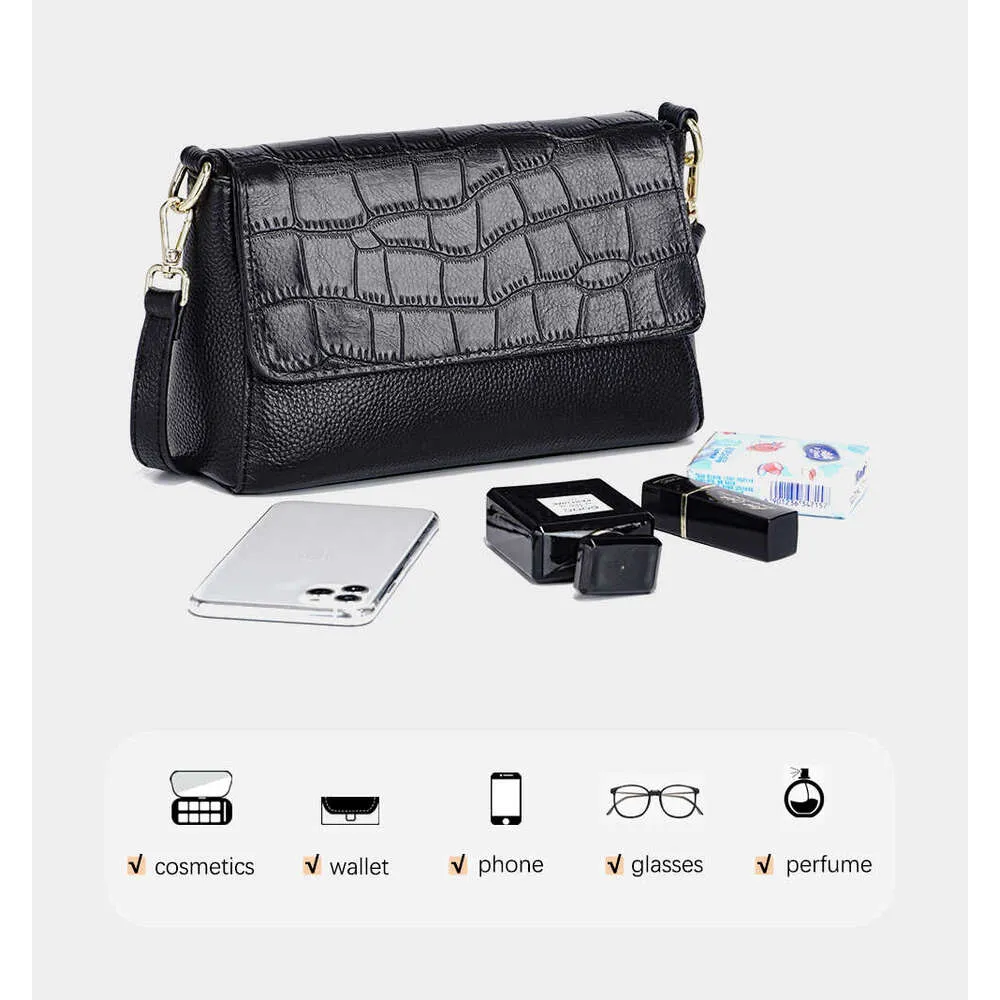 Zncy Piccola Borsa a Tracolla in Lathr per Donna con Motivo a Alligatore Borsa a Mano con Due Tracolle Simpl Fashion Ladis_voghion.com