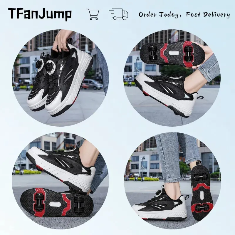 Patins de 4 rodas Deformation Double Row com rodas Tênis de skate de dupla finalidade 240701_voghion.com