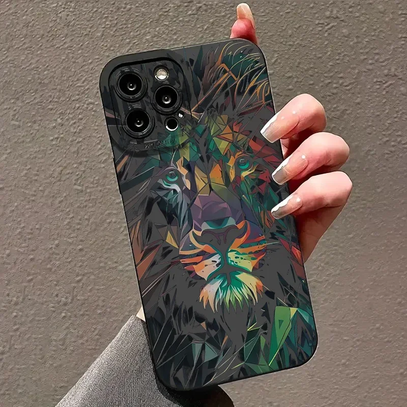 Colorful Lion Phone Case For Iphone Matte Shockproof Cover_voghion.com