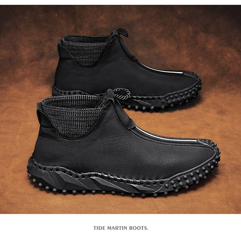 Herbst Herren Outdoor High-Top Freizeitschuhe 2022 Mode Lazy Sleeve Nähschuhe Runde Zehe Dickbesohlte Martins Stiefel_voghion.com