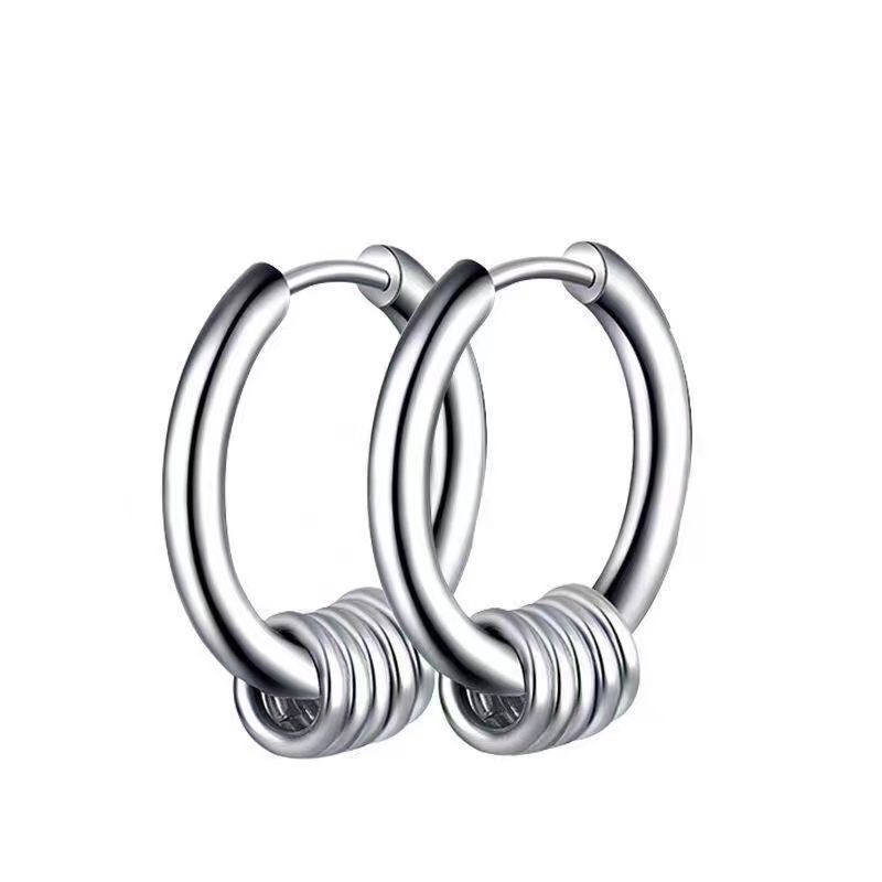 Titanium stål hoop små cirkel ins enkle trendy øreringe til mænd og kvinder uden ørehuller_voghion.com