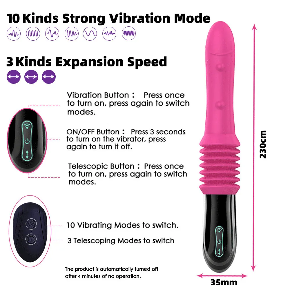 Jouets pour adultes Sex Machine télescopique Pistolet de traction et d'insertion automatique Masturbateur pour femmes Stimulation par vibrations_voghion.com