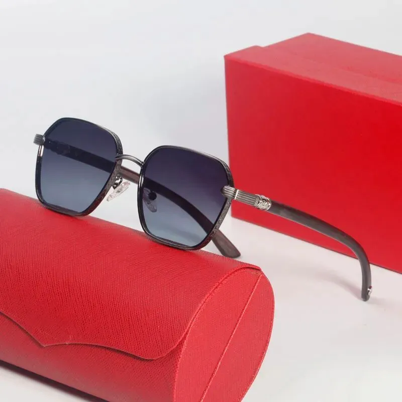 Lunettes de soleil carrées sans monture avec branches en bois_voghion.com
