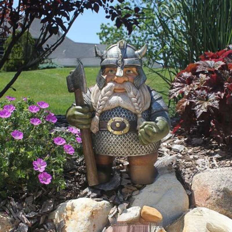 Nieuwe Hars Ambachten Bijl Viking Standbeeld Dwerg Oud Tuin Ornament_voghion.com