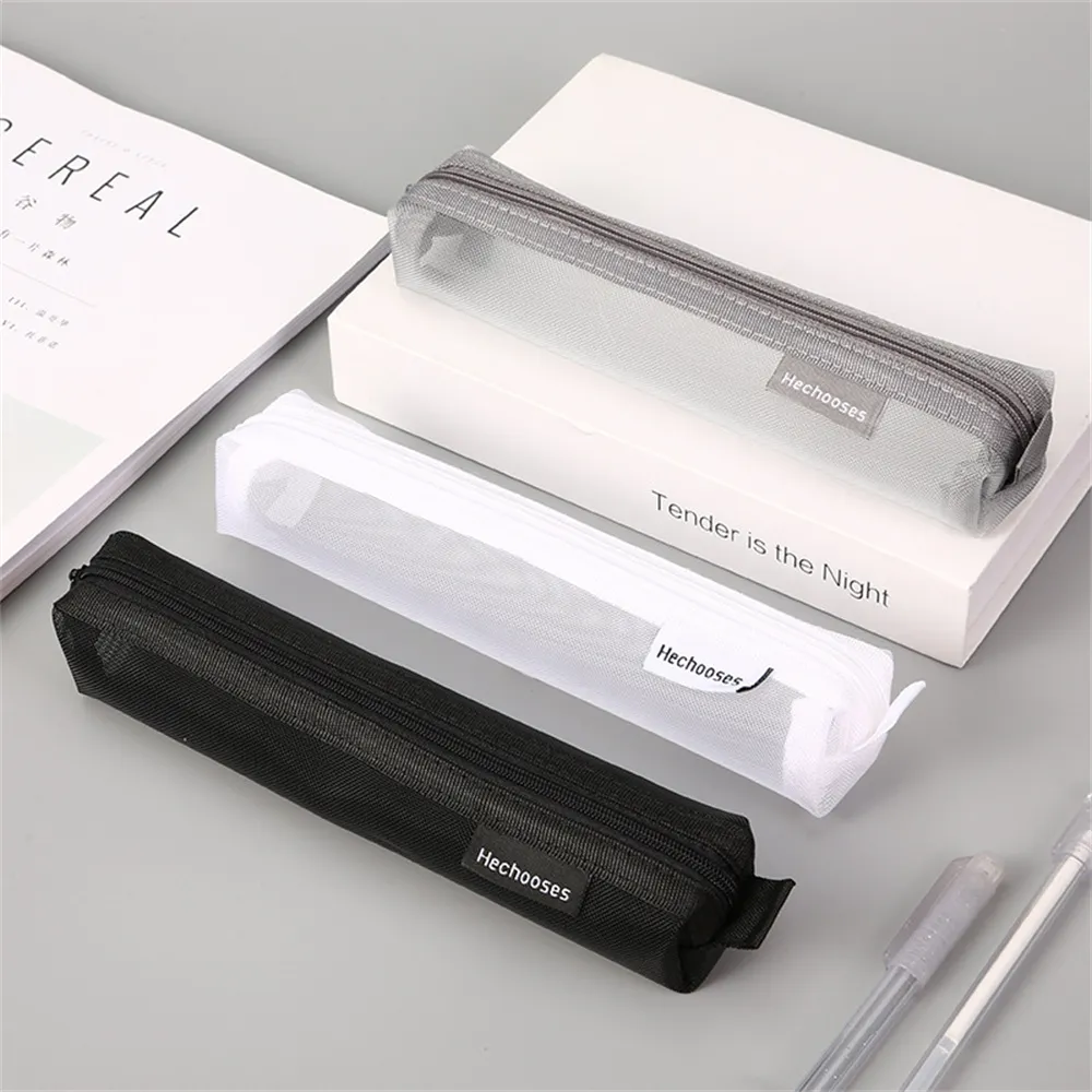 Sacchetto trasparente con cerniera in rete per cosmetici, trucco, articoli da toeletta, organizer da viaggio, rossetto, forniture scolastiche_voghion.com