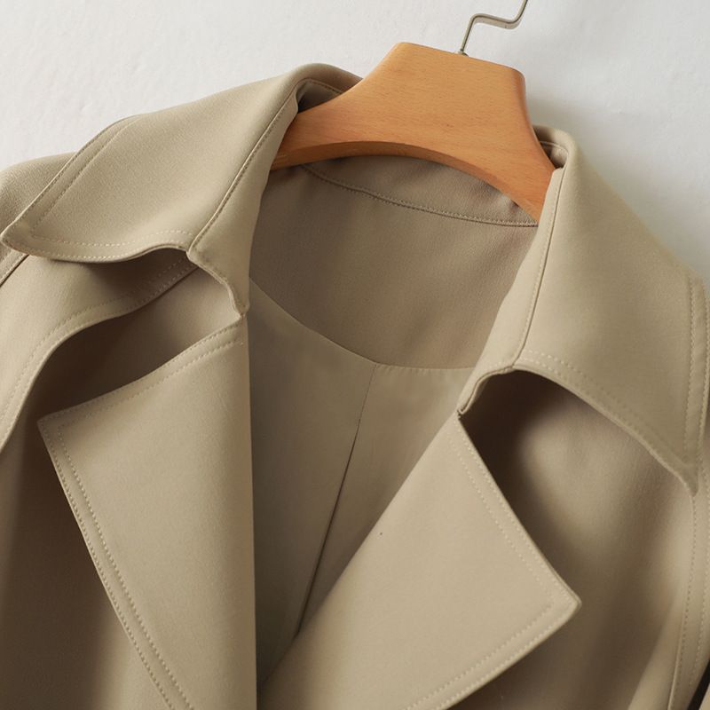 Women's autumn new long-sleeved lapel belted windbreaker jacket 8296_voghion.com