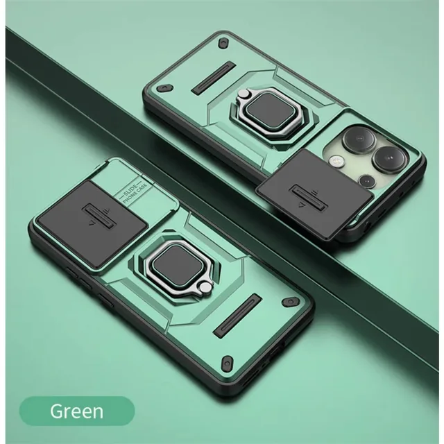 Coque de téléphone blindée avec anneau de Protection de caméra coulissante, pour Xiaomi 14 Ultra 13T POCO X6 X5 M6 F5 Pro C65_voghion.com