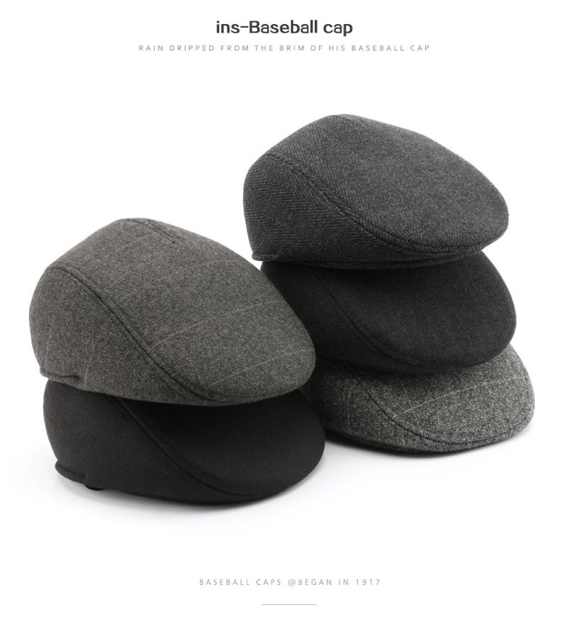 Béret unisexe pour homme, couleur unie, style vintage, chapeau de grand-père, pour l'extérieur, les voyages, chaud, coupe-vent_voghion.com