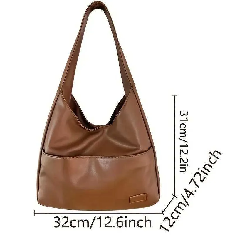 Borsa a tracolla semplice in pelle PU da donna Hobo 2023 Borsa a mano di grande capacità alla moda per scuola e lavoro C241031_voghion.com