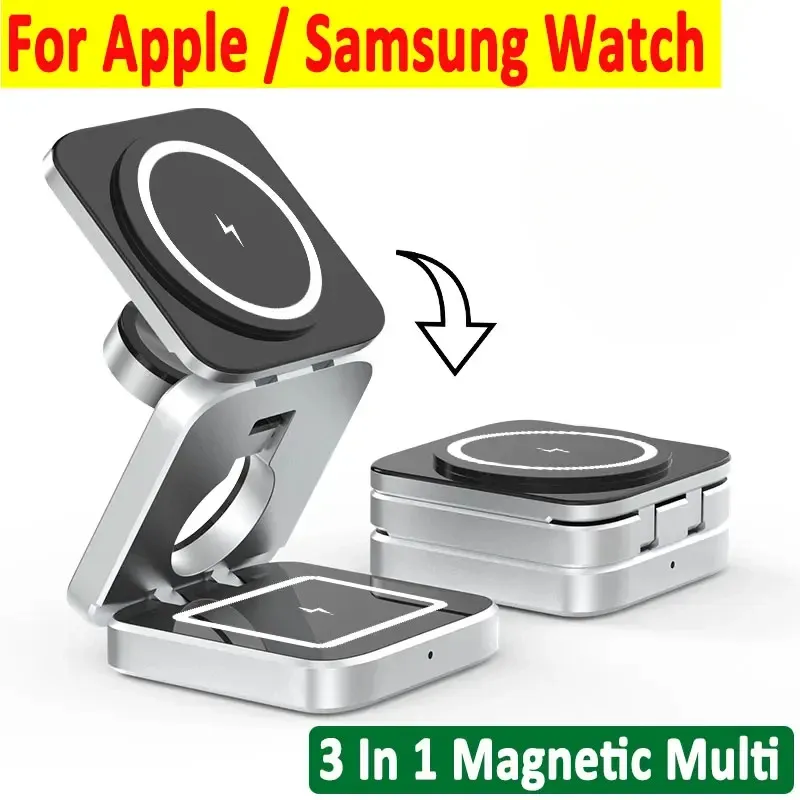 30W magnetische draadloze standaard voor iPhone 16, 15, 14, 13, 12 Pro Max, Samsung Watch 6, 5, Iwatch 8, 7, snellaadstation_voghion.com
