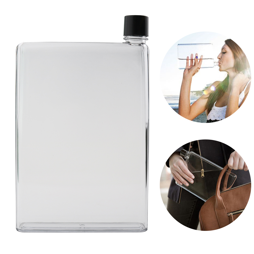 750ml Flat Water Bottle Outdoor Sports Drinking Waterbottle Crystal Transparent Plastic Kettle Portable Bottles Cup Drinkware_voghion.com