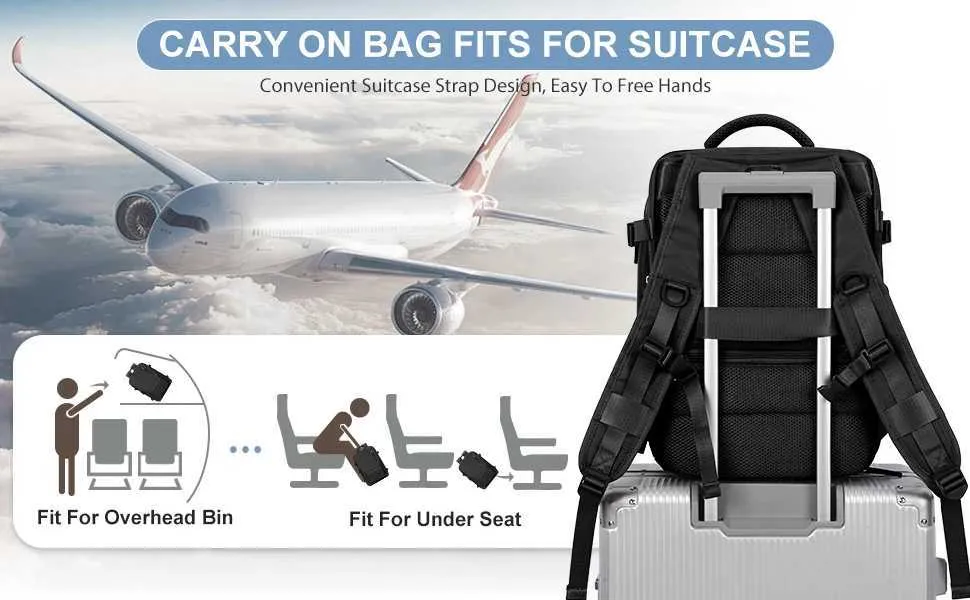 Reiserucksack für Damen und Herren, Handgepäck mit USB-Aufladung, TSA-Laptop-Rucksack, 15,6 Zoll, Business, Wandern, lässiger Tagesrucksack C241031_voghion.com
