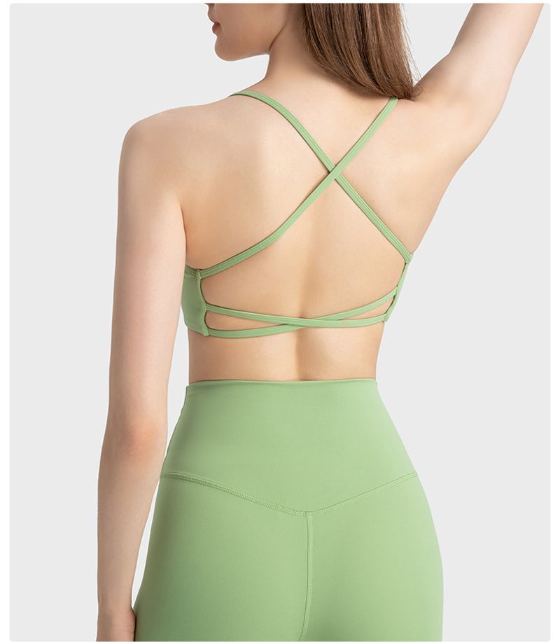New Cross Back Fine Shoulder Strap For Women's Fiess High Elastic Breathable Pilates Yoga Sports Bra_voghion.com