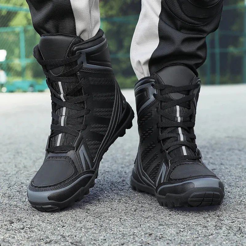 Breathable Striped Motorcycle Off-road Boots For Men Hiking Shoes_voghion.com