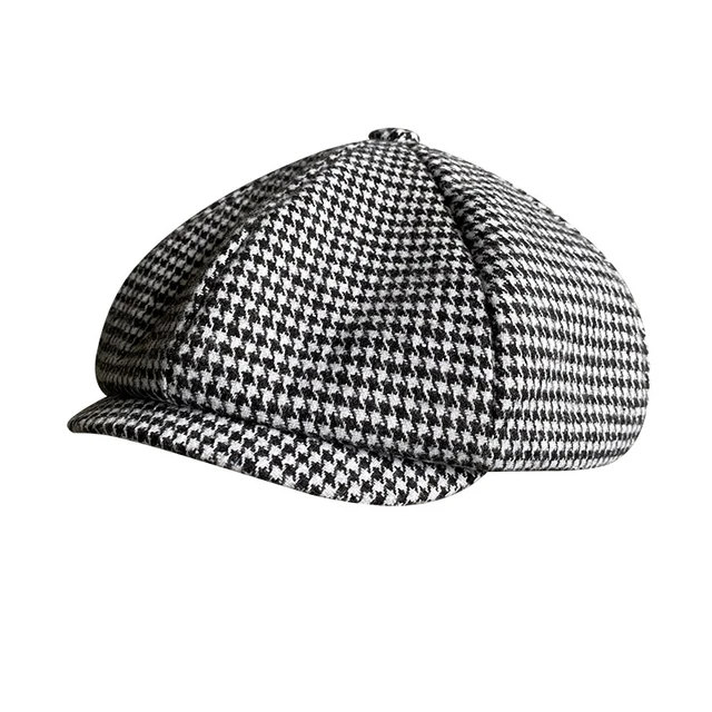 Mode Retro Newsboy Koffie Houndstooth Platte Petten Vrouwen Mannen Britse Schilders Hoed Zachte Lente Herfst hoeden Achthoekige Pet BLM394_voghion.com
