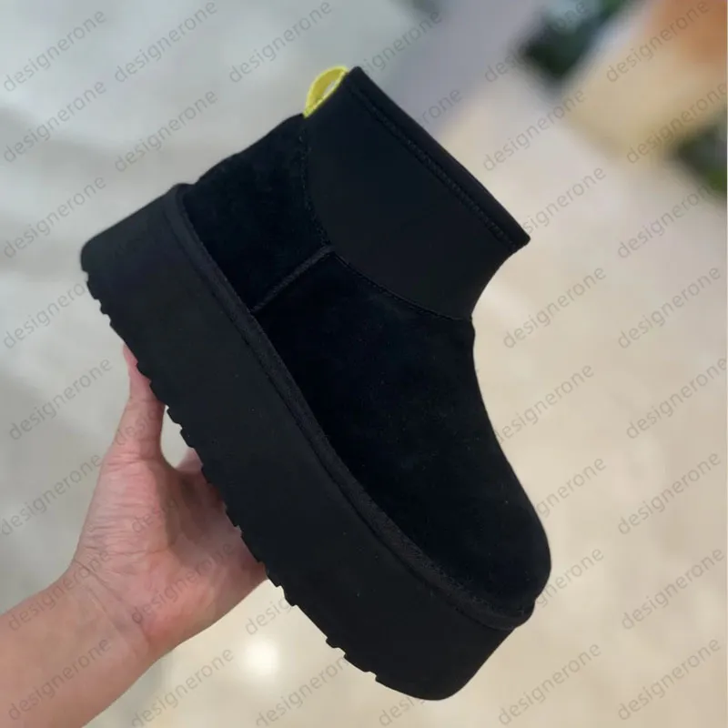 W Dipper Tasman Platform DIPPER Chesut Fur Slides Sheepskin Classic Ultra Mini women Snow boots Winter plush and thick_voghion.com