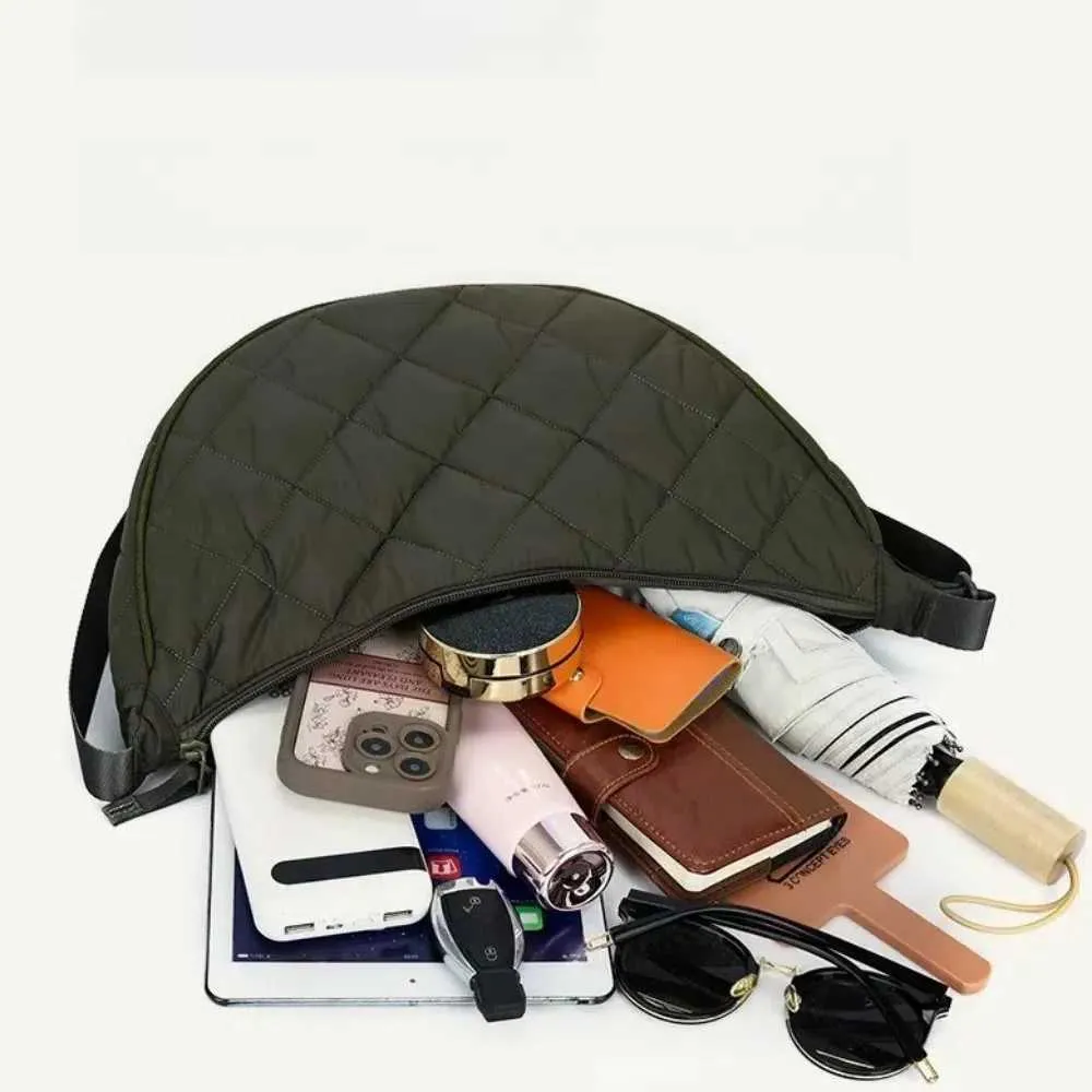 Halbmond Umhängetasche Für Damen Große Nylon Schultertasche_voghion.com