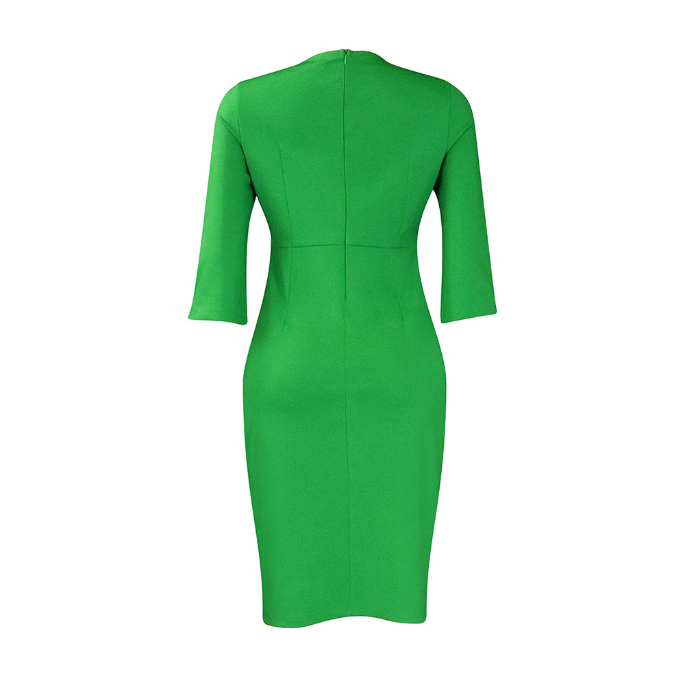 Abito da donna con maniche a cinque quarti, temperamento alla moda, borsa slim fit, natica, abito taglie forti_voghion.com