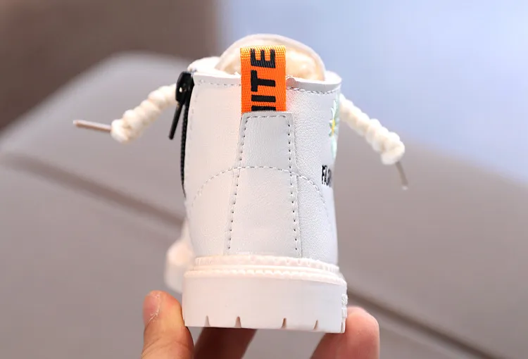 Dětské zimní bavlněné módní plyšové boty Littlesprouts pro chlapce, teplé krátké boty pro volný čas, dívky, roztomilé boční zip, sněhové boty_voghion.com