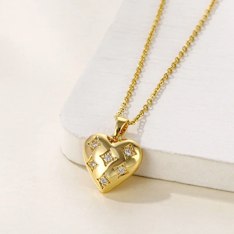 Collane con ciondolo Collana con cuore in cristallo di zircone per donna Fidanzamento Matrimonio Choker Collare Catena Gioielli in stile coreano_voghion.com