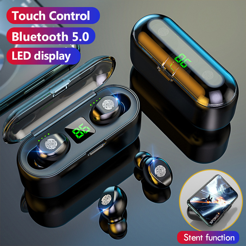 F9TWS Mini 5.0 Touch True Wireless Bluetooth Auriculares Pantalla Digital Dos In Ear Deporte impermeable