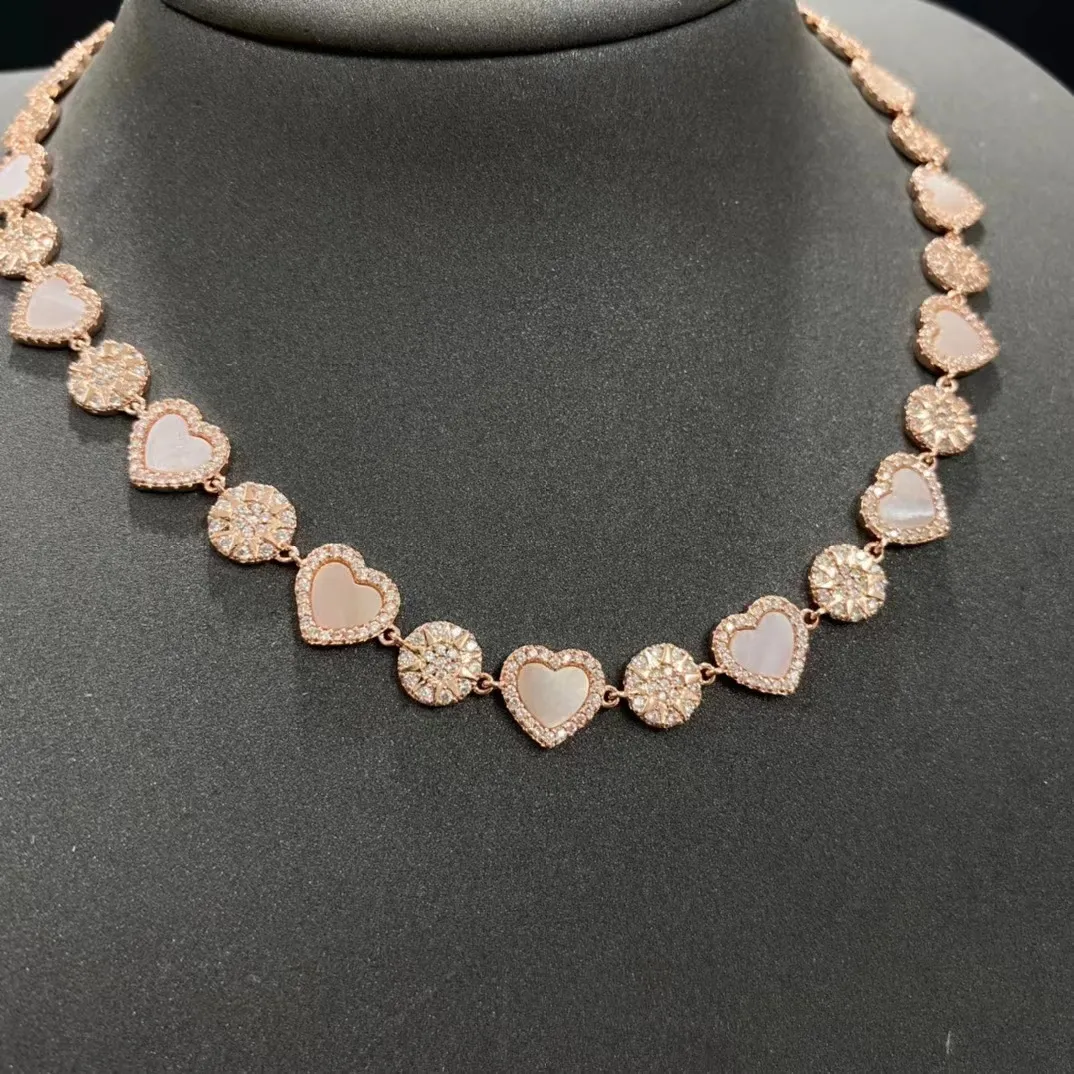 Une marque amour coeur bracelet concepteur pour les femmes charme perle élégant coeurs roses diamant turquie cohérent tennis ongles_voghion.com