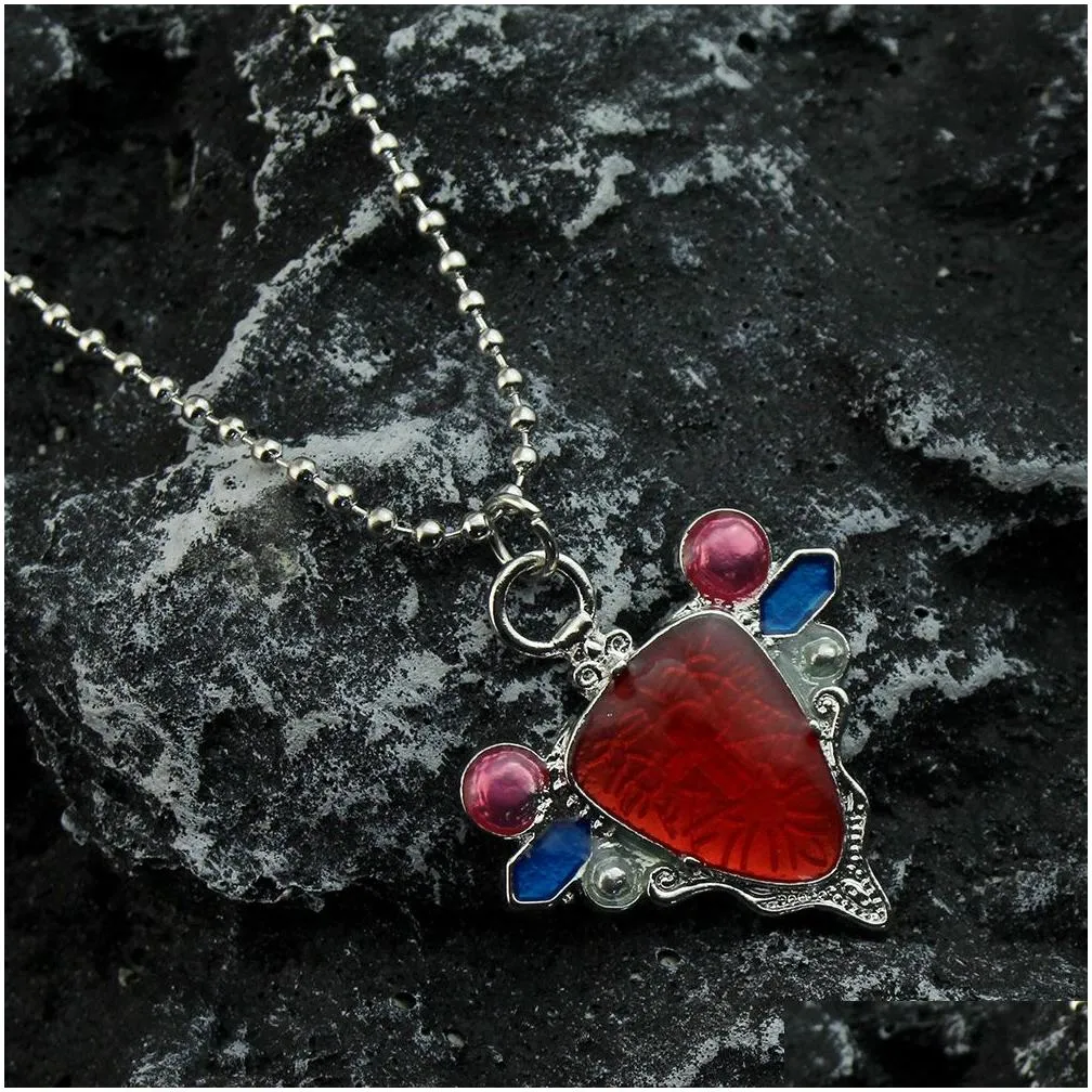 Colar com pingente cosplay bizarre adventure pedra vermelha_voghion.com
