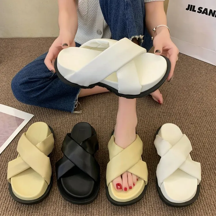 2022 Nw Womn Non-slip Platform Slipprs Summr Comfortabl Bach slids Woman Fashion Thick Sol outdoor sandals_voghion.com