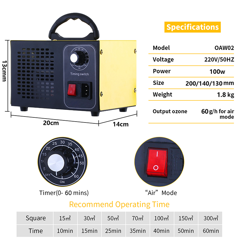 Generatore di ozono 220v 60g/48g Purificatore d'aria Ozonizzatore domestico Ozonizzatore Pulitore Rimuove l'odore O3 Ozonizador_voghion.com