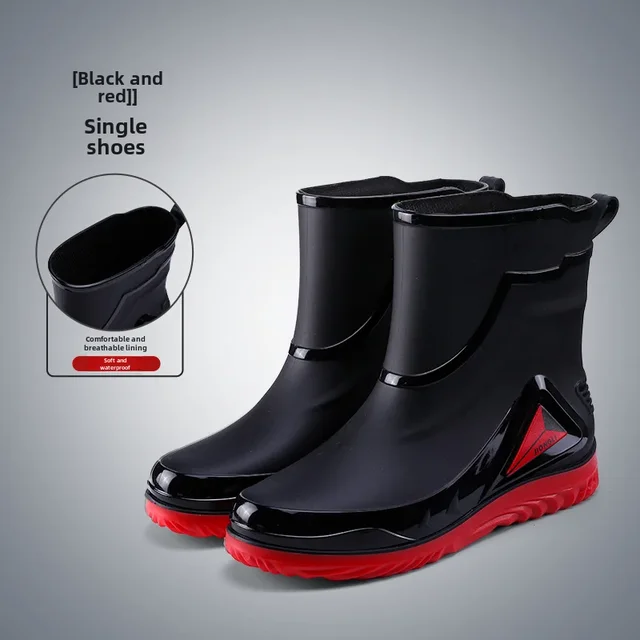 Waterproof Men's Outdoor Non-slip Work Shoes Fleece ed Cotton Warm Rain Boots Kitchen Footwear Male_voghion.com