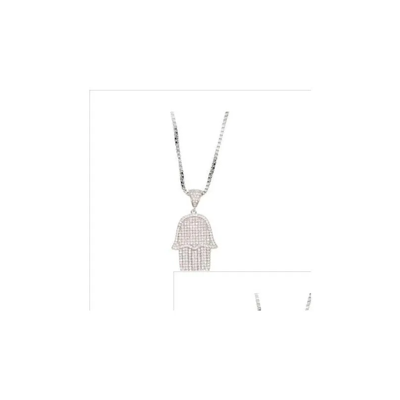 Anhänger Halsketten Hohe Qualität Hip Hop Bling Box Kette 24 Frauen Männer Paar Gold Silber Farbe Euro Out Hamsa Hand Halskette_voghion.com