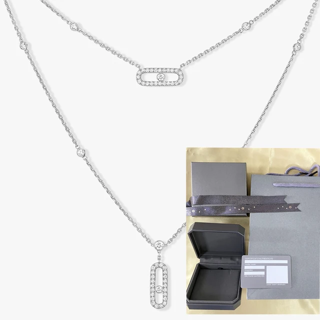 Έτοιμο απόθεμα Ευρωπαϊκό Sterg Sier Diamond για γυναίκες με διπλό στρώμα κολιέ με κοσμήματα, διάσημη μάρκα_voghion.com
