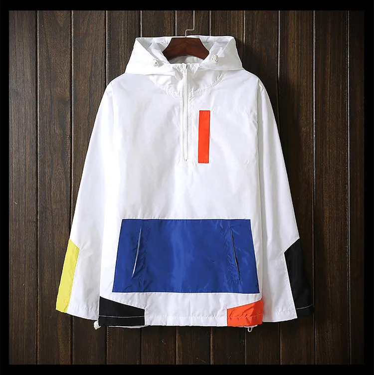 Men's Patchwork Windbreaker Jacket For Spring And Autumn_voghion.com