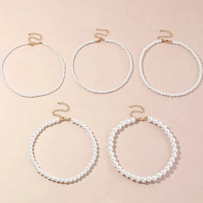 Necklaces Vintage Style Simple 6MM Pearl Chain Choker For Women Wedding Love Shell Pendant Necklace Fashion Jewelry_voghion.com