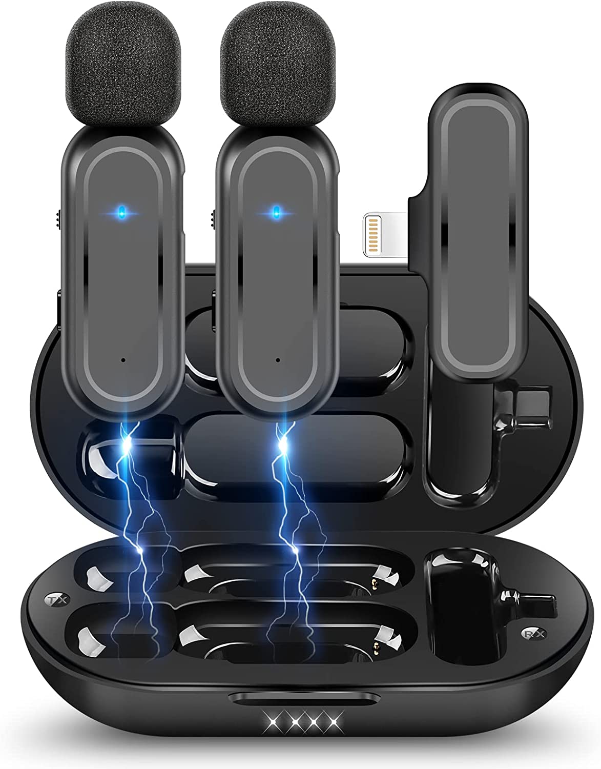 Wireless Lavalier Microphone Clip on Lapel Microphone  for Video Recording Vlogging, YouTube, Interview, with Charging Case_voghion.com