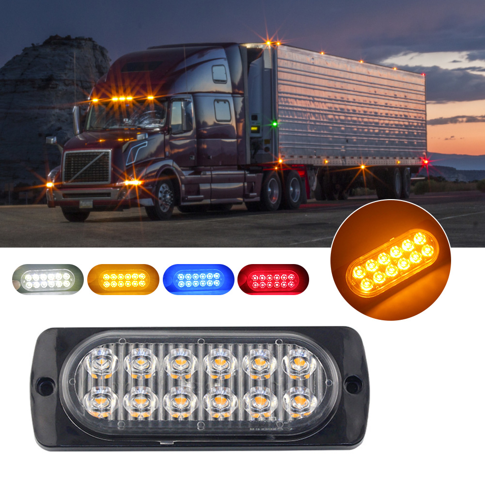 2 pezzi di luce di avvertimento a LED, lampada di emergenza a griglia economica, barra luminosa, lampada di segnalazione per auto, luce di traffico ambrata, 12 V, 24 V, illuminazione per auto_voghion.com