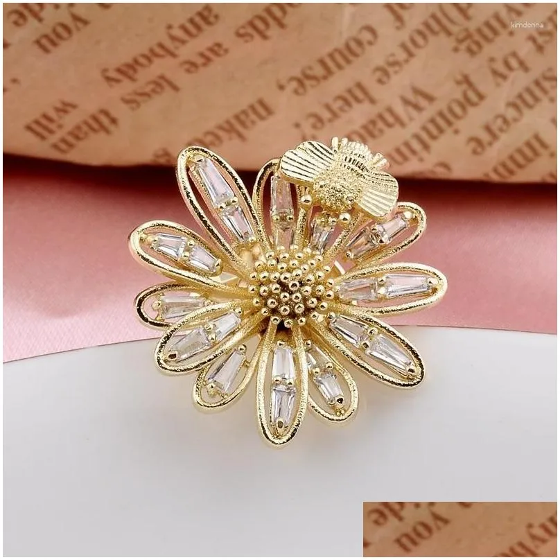 Spille, perle, fiori, api, insetti, zirconi, cristalli, strass, Fibbia per sciarpa, colletto della camicia, spilla, cappello, accessori per abbigliamento_voghion.com