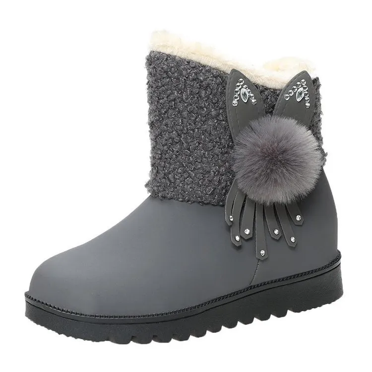 Botas de neve femininas botas curtas forradas de inverno_voghion.com