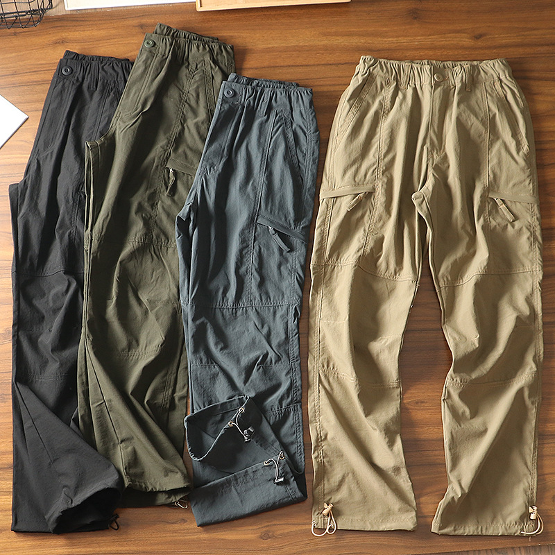 Outdoor work men's loose fitting straight leg casual summer mountaineering pants, American waterproof quick drying