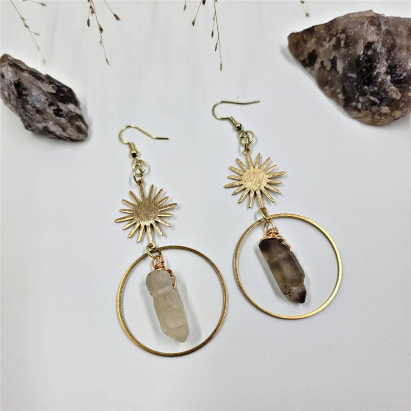 Earrings Golden Sun Crystal Earrings Bohemian Style_voghion.com