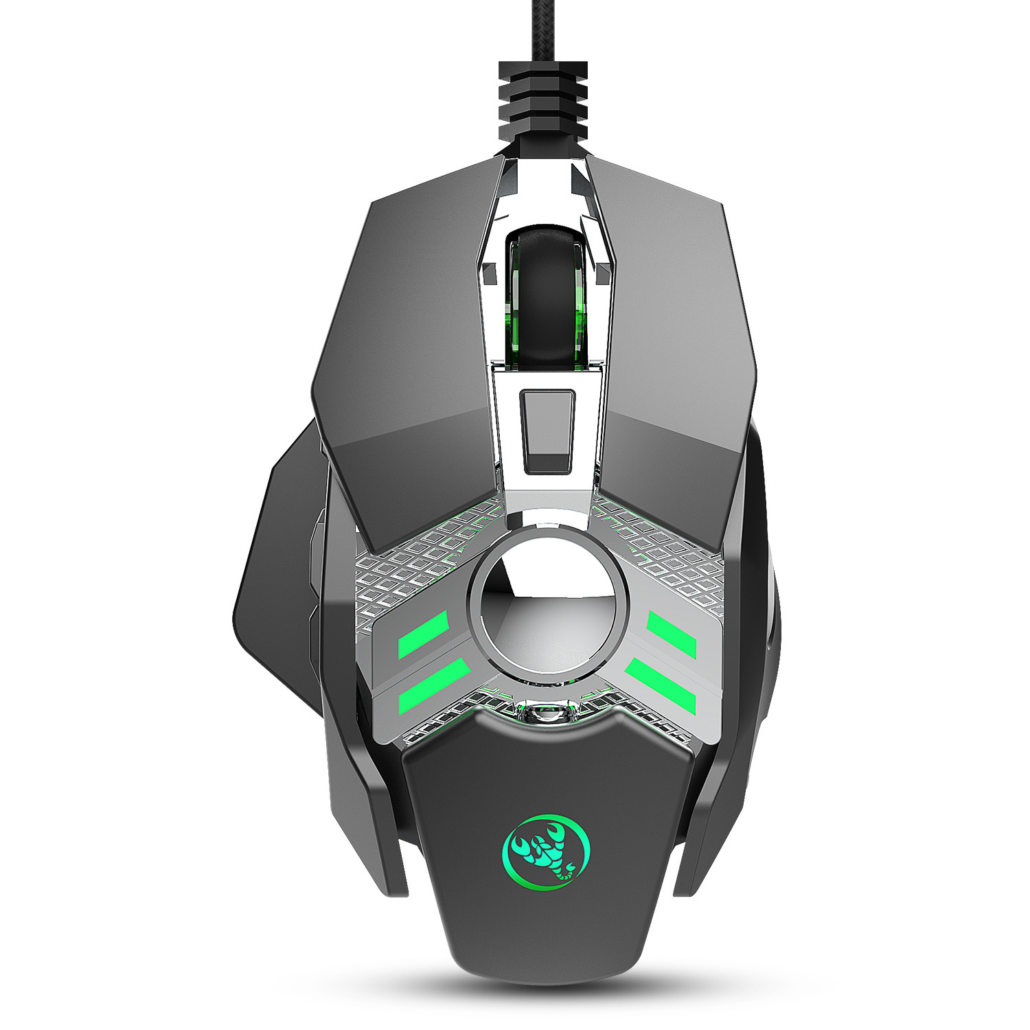 Mechanisches Hühnerfressspiel, 7-Tasten-programmierbare kabelgebundene Maus, coole Beleuchtung, automatische Pistolendrückfunktion für Desktop-Laptop_voghion.com
