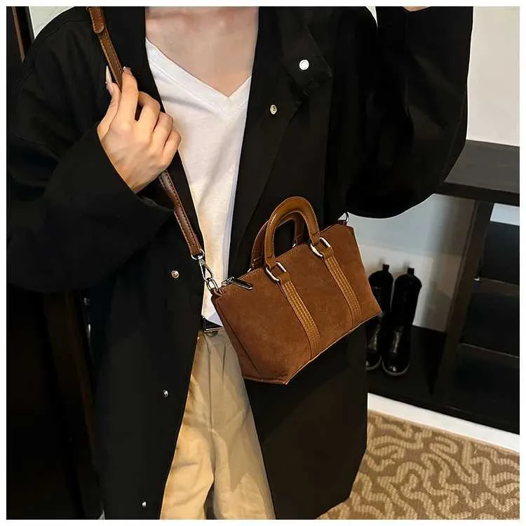 Borse a mano in pelle scamosciata solida da donna, morbide e carine, casual, da viaggio, a tracolla, da donna, retrò, con manico a secchiello, da donna, a tracolla_voghion.com