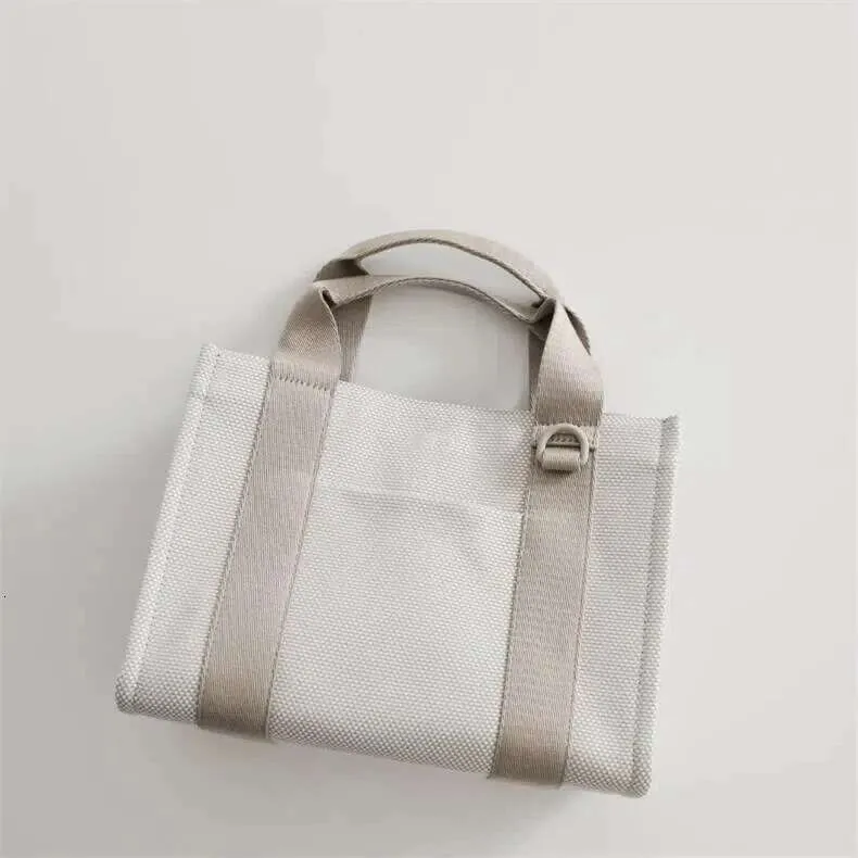 Ladies Two Tone Canvas Handbag Large Capacity Shoulder Tote Bag_voghion.com